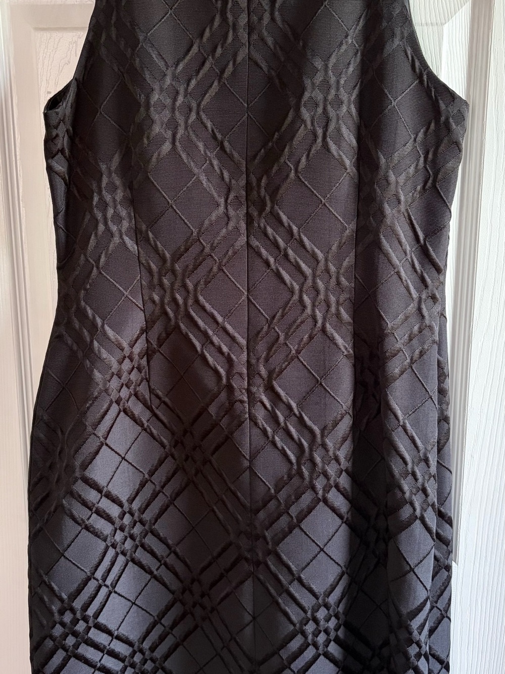 Evan Picone Black Textured Geometric A-Line Dress